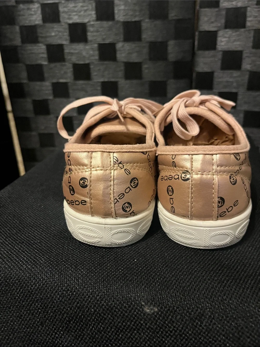 bebe Rose Gold Low-Top Lace-Up Sneakers